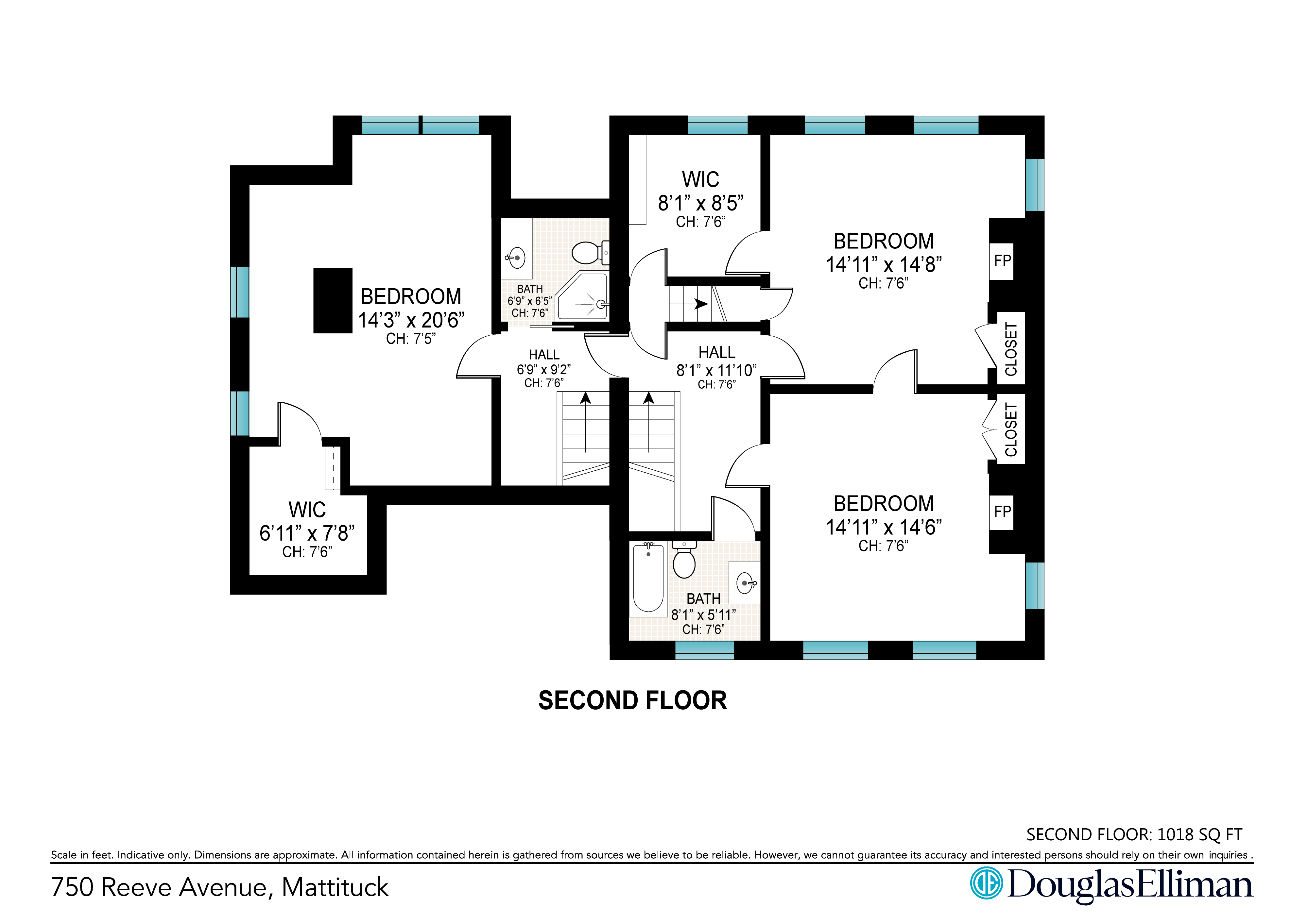 Second floor plan — 1,018 sq ft
