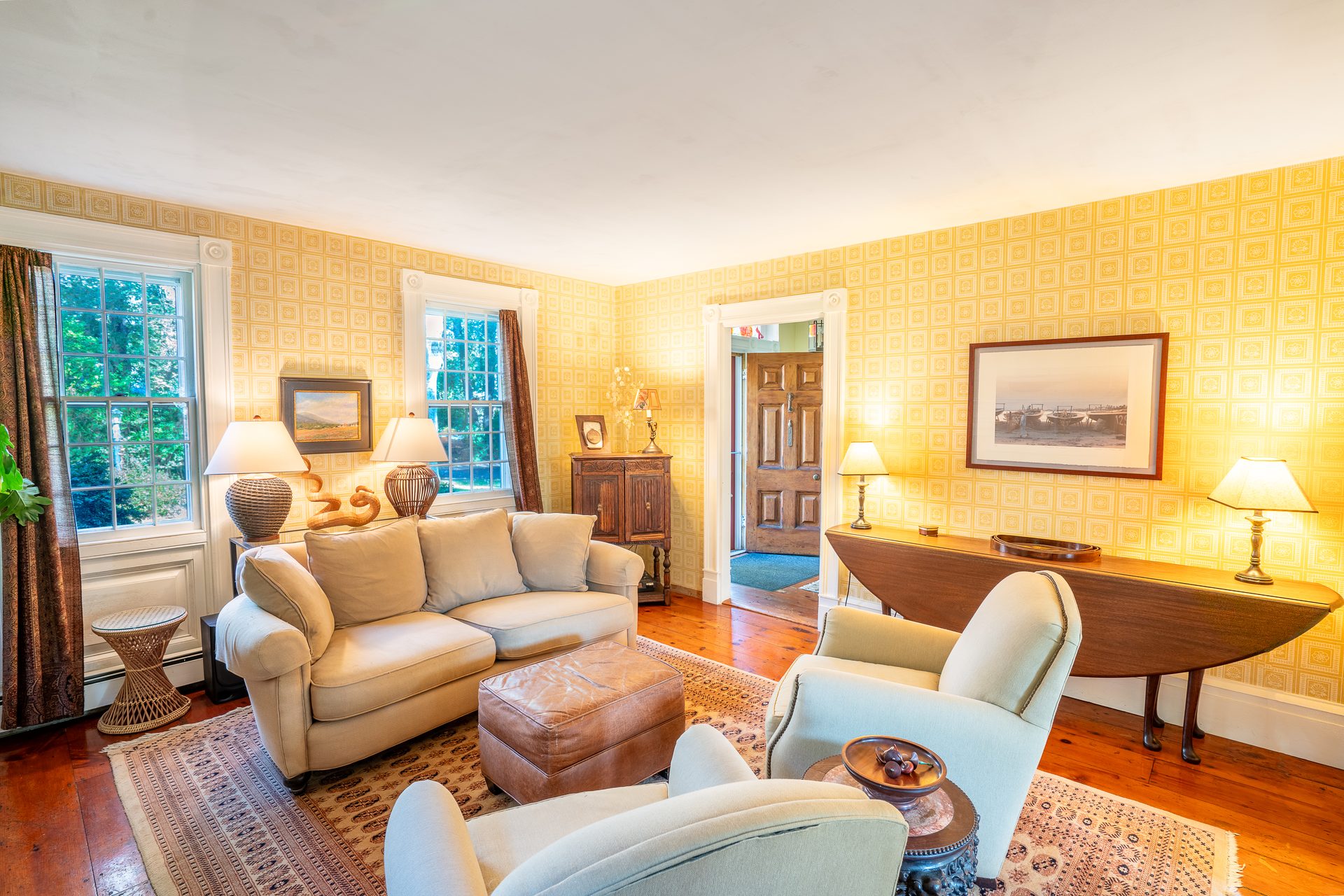 Bedroom with exposed beam ceiling