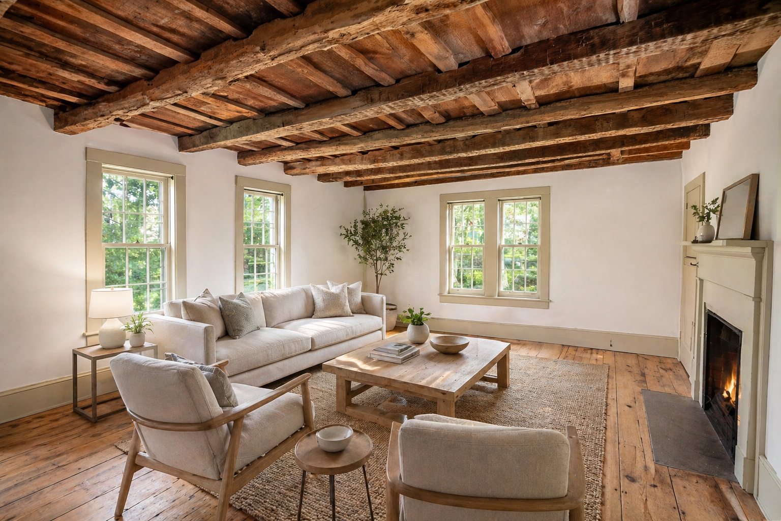 Beamed living room — reimagined